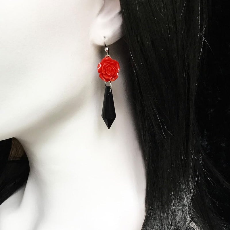 MIFYNN Gothic Dark Bat Dangle Earrings Red Black Crystal Gems Bat Earrings Punk Rock Style Bats Animal Earrings Halloween Costumes Earrings Jewelry for Women - Image 1